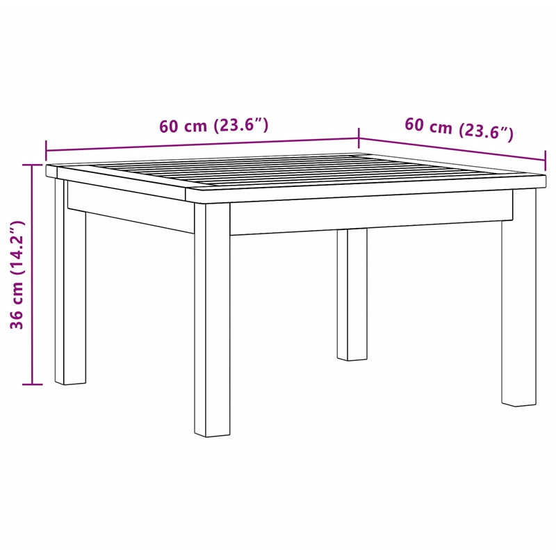 vidaXL Coffee Table Light Acacia 23.62 x 23.62 x 14.17 in