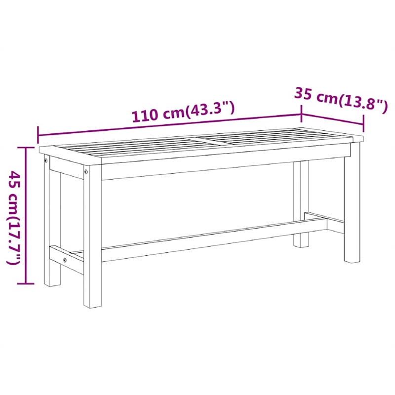 vidaXL Patio Bench 43.3