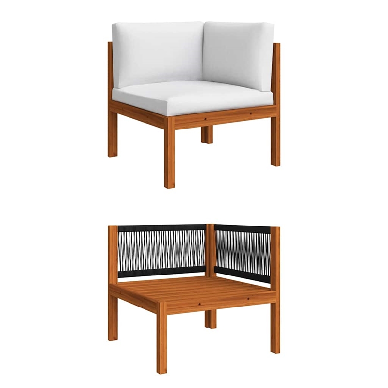 vidaXL 5 Piece Garden Lounge Set with Cushions Cream Wood Acacia&Rope