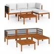 vidaXL 5 Piece Garden Lounge Set with Cushions Cream Wood Acacia&Rope