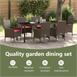 vidaXL Table and Chair Set 7 pcs Brown PE Rattan