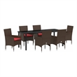vidaXL Table and Chair Set 7 pcs Brown PE Rattan