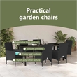 vidaXL Table and Chair Set 7 pcs Black PE Rattan
