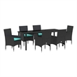 vidaXL Table and Chair Set 7 pcs Black PE Rattan