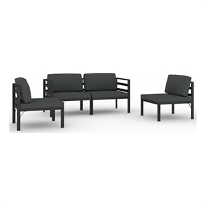 vidaXL 4 Piece Patio Lounge Set with Cushions Aluminum Anthracite