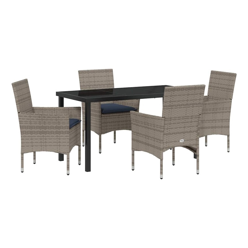vidaXL Table and Chair Set 5 pcs Grey PE Rattan