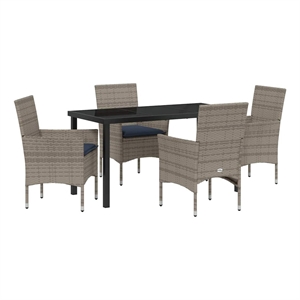 vidaXL Table and Chair Set 5 pcs Grey PE Rattan