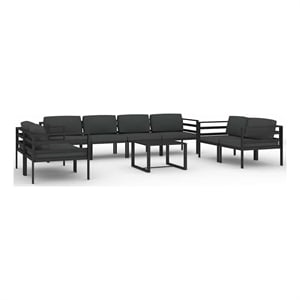 vidaXL 9 Piece Patio Lounge Set with Cushions Aluminum Anthracite