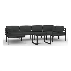 vidaXL 7 Piece Patio Lounge Set with Cushions Aluminum Anthracite