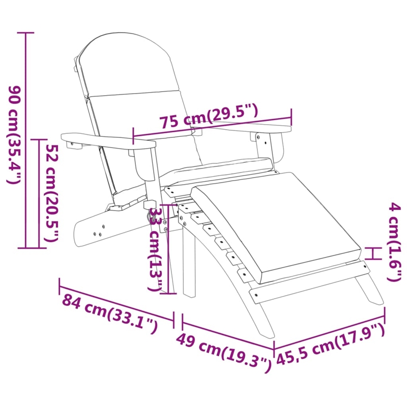 vidaXL 3 Piece Adirondack Patio Lounge Set Solid Wood Acacia