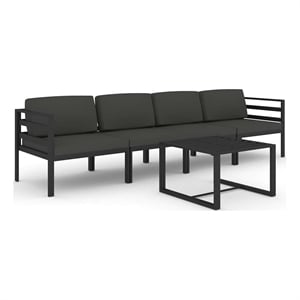 vidaXL 5 Piece Patio Lounge Set with Cushions Aluminum Anthracite