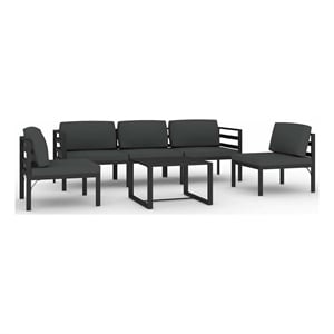 vidaXL 6 Piece Patio Lounge Set with Cushions Aluminum Anthracite