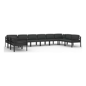 vidaXL 10 Piece Patio Lounge Set with Cushions Aluminum Anthracite