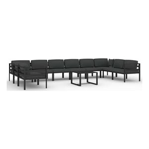vidaXL 11 Piece Patio Lounge Set with Cushions Aluminum Anthracite