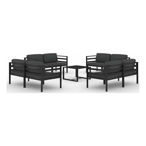 vidaXL 9 Piece Patio Lounge Set with Cushions Aluminum Anthracite
