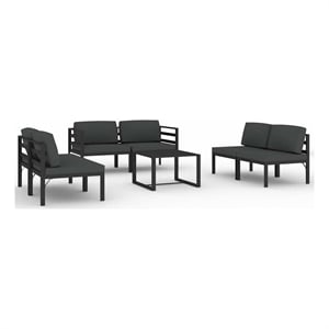 vidaXL 7 Piece Patio Lounge Set with Cushions Aluminum Anthracite