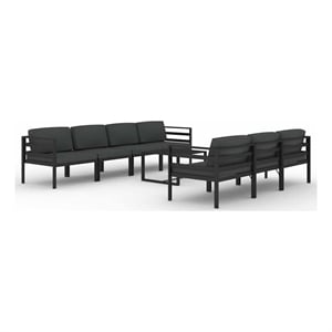 vidaXL 8 Piece Patio Lounge Set with Cushions Aluminum Anthracite
