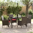 vidaXL Table and Chair Set 5 pcs Brown and Red PE Rattan