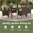 vidaXL Table and Chair Set 5 pcs Brown and Red PE Rattan