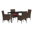 vidaXL Table and Chair Set 5 pcs Brown and Red PE Rattan
