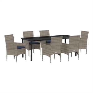 vidaXL Table and Chair Set 7 pcs Grey PE Rattan