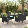 vidaXL Table and Chair Set 5 pcs Black PE Rattan
