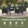 vidaXL Table and Chair Set 5 pcs Black PE Rattan