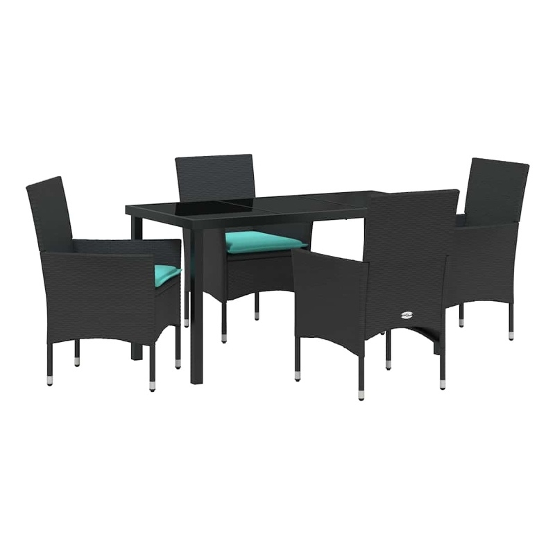 vidaXL Table and Chair Set 5 pcs Black PE Rattan