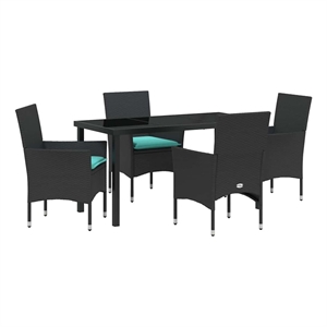 vidaXL Table and Chair Set 5 pcs Black PE Rattan