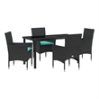 vidaXL Table and Chair Set 5 pcs Black PE Rattan