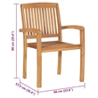 vidaXL Stacking Patio Chairs with Cushions 8 pcs Solid Teak Wood