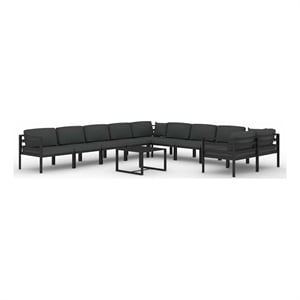 vidaXL 11 Piece Patio Lounge Set with Cushions Aluminum Anthracite