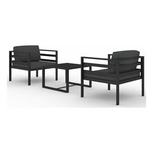 vidaXL 3 Piece Patio Lounge Set with Cushions Aluminum Anthracite