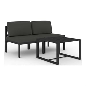 vidaXL 3 Piece Patio Lounge Set with Cushions Aluminum Anthracite