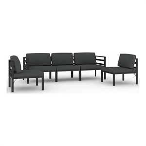 vidaXL 5 Piece Patio Lounge Set with Cushions Aluminum Anthracite