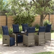 vidaXL Table and Chair Set 7 pcs Grey PE Rattan