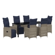 vidaXL Table and Chair Set 7 pcs Grey PE Rattan