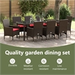 vidaXL Table and Chair Set 9 pcs Brown PE Rattan