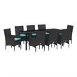 vidaXL Table and Chair Set 9 pcs Black PE Rattan