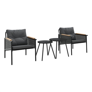 vidaXL 4 Piece Balcony Furniture Set with Cushions Black Steel