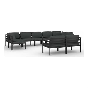vidaXL 9 Piece Patio Lounge Set with Cushions Aluminum Anthracite