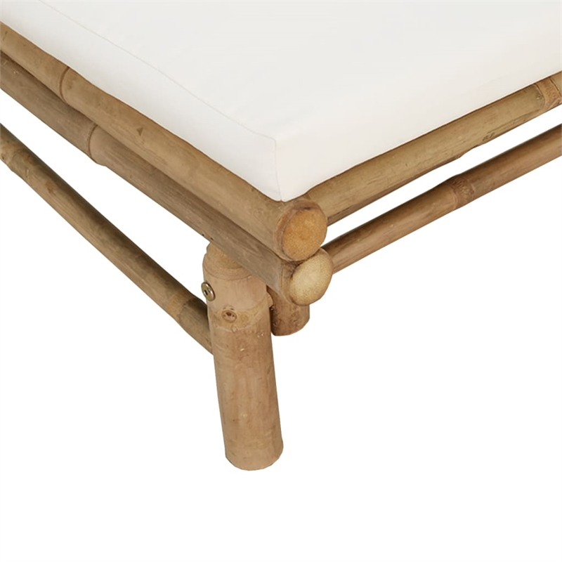 vidaXL 5 Piece Patio Lounge Set with Cream White Cushions Bamboo