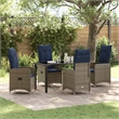 vidaXL Table and Chair Set 5 pcs Grey PE Rattan