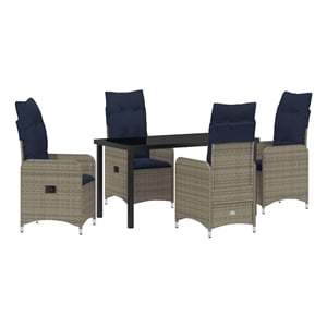 vidaXL Table and Chair Set 5 pcs Grey PE Rattan