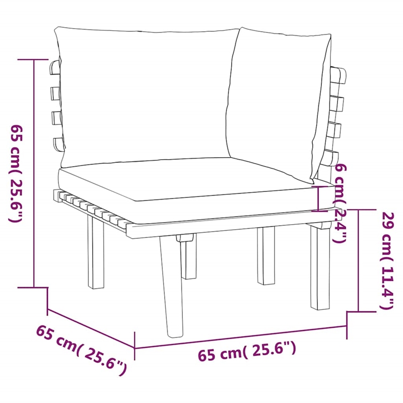 vidaXL 5 Piece Patio Lounge Set with Cushions Solid Acacia Wood