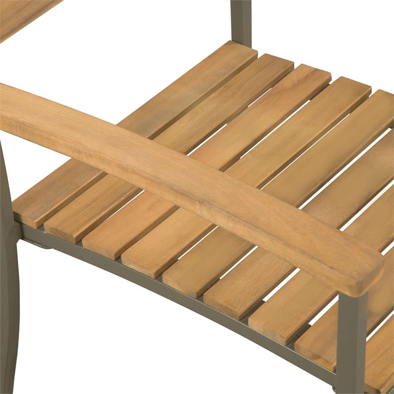 vidaXL Stackable Patio Chairs 2 pcs Solid Acacia Wood and Steel