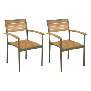 vidaXL Stackable Patio Chairs 2 pcs Solid Acacia Wood and Steel