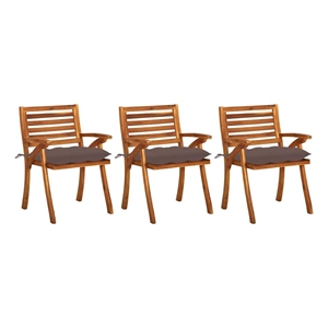 vidaXL Patio Dining Chairs with Cushions 3 pcs Solid Acacia Wood