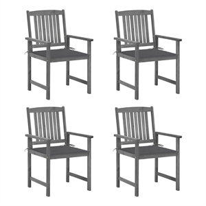 vidaXL Patio Chairs with Cushions 4 pcs Gray Solid Acacia Wood