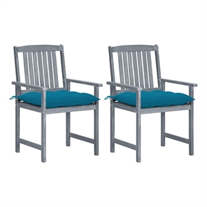 vidaXL Patio Chairs with Cushions 2 pcs Gray Solid Acacia Wood